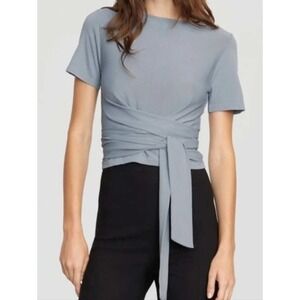 Modern Citizen tie tee gray blue cotton luxe post workout jeans top bodycon SM